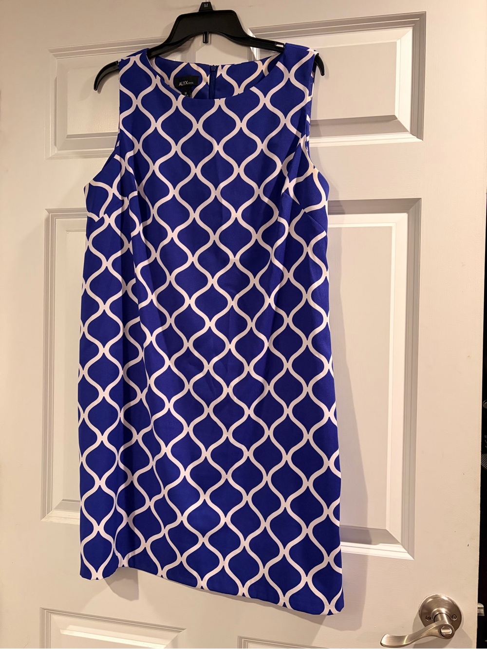 Alyx Royal Blue and White Sleeveless Asymmetrical Shift Dress